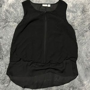 balck silky like material. dressy shirt.